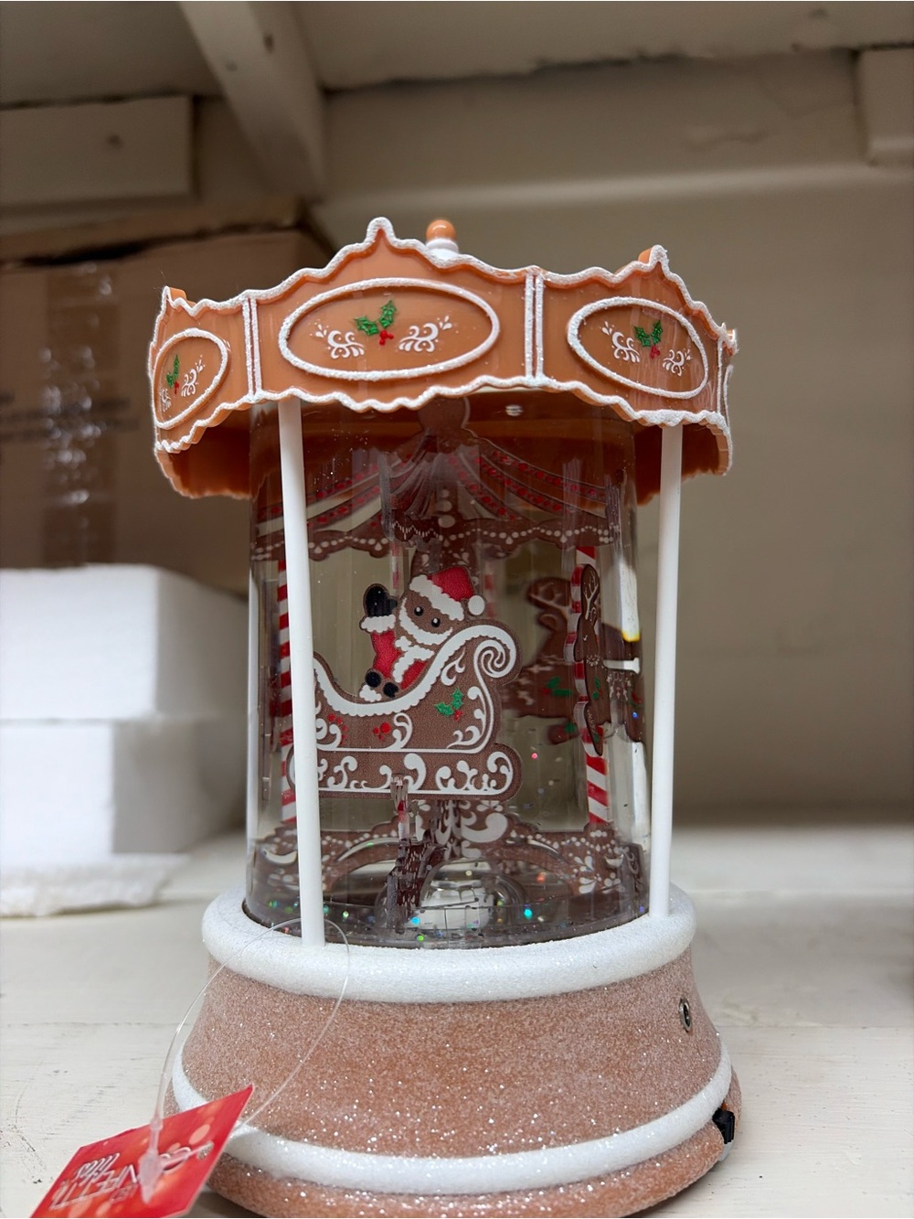 Roman Carousel Snow Globe with Santa Sleigh